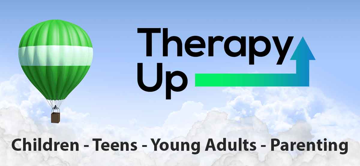 Therapy Up title image with green hot air balloon